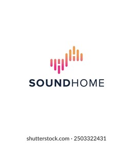 A clever design combination between the letter SH, house and sound wave into a unique design