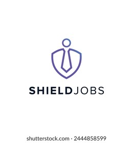 clever design combination between shield and person in tie for business industry