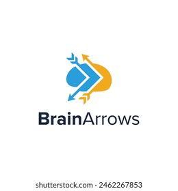 The clever design combination of brains and arrows makes for a unique design