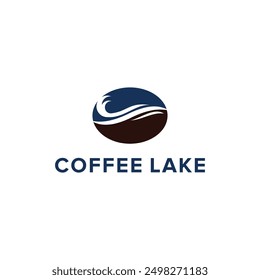 A clever design combination of coffee beans and lake into a unique design
