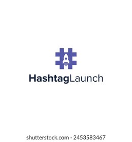 La ingeniosa combinación de diseño de hashtag y cohete crea un diseño único