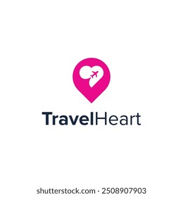 A clever design combination of heart and travel pin into a unique design