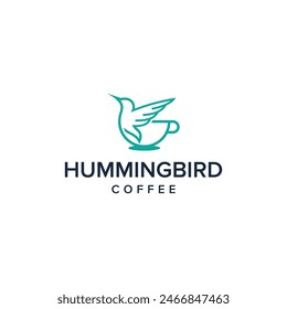 The clever design combination of a hummingbird and a coffee cup creates a unique design