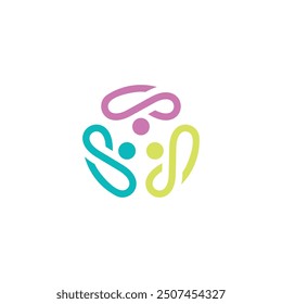 A clever design combination of the infinity symbol and people into a unique design