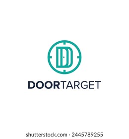 a clever design combination of the letter d, the door and the circular target