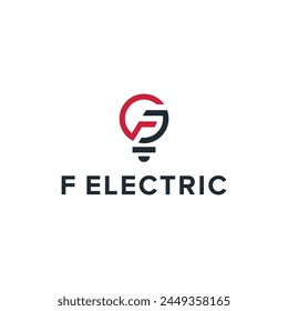 clever design combination of letter f and light bulb for the electrical industry