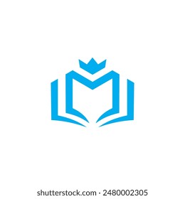 The clever design combination of the letter M, book, and crown makes for a unique design