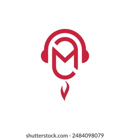 The clever design combination of the letter M, podcast and headphones becomes a unique design