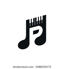 The clever design combination of letter p, piano and musical notes becomes a unique design