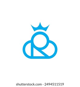 A clever design combination of the letter r, cloud, and crown into a unique design