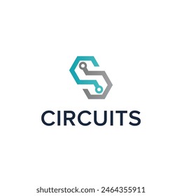 The clever design combination of the letter S and circuit becomes a unique design