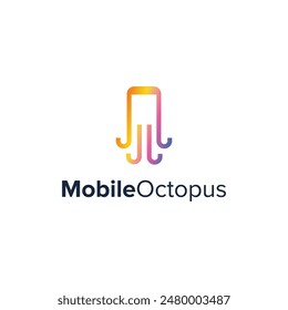 the clever design combination of mobile and octopus becomes a unique design