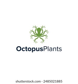 the clever design combination of octopus and plant becomes a unique design