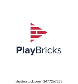 The clever design combination of play buttons and bricks creates a unique design