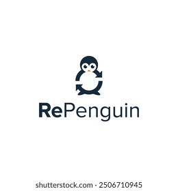 A clever design combination of the recycle symbol and the penguin into a unique design