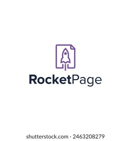The clever design combination of rocket and page document creates a unique design