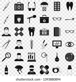 Clever doctor icons set. Simple style of 36 clever doctor vector icons for web for any design