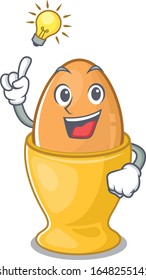 a clever egg cup cartoon character style have an idea gesture