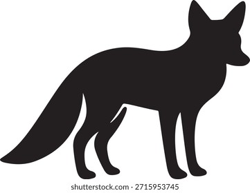Inteligente silueta de zorro de pie en el perfil de los temas de vida silvestre del bosque.