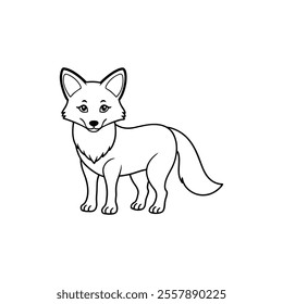 Clever Fox Vector Illustration Black and White Line Art Design