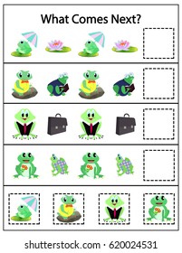 Clever Frog Game Worksheet Vector Illustration