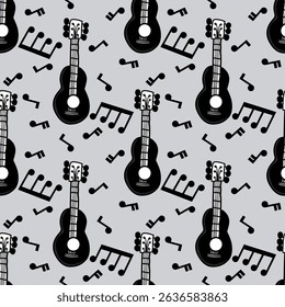 Clever guitar and music notes pattern design
