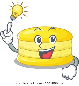a clever lemon macaron cartoon character style have an idea gesture
