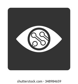 Clever Lens vector icon. Style is flat rounded square button, white and gray colors, white background.