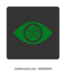 Clever Lens vector icon. Style is flat rounded square button, green and gray colors, white background.