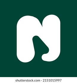 clever letter n negative space elephant logo	
