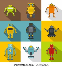 Clever machines icon set. Flat style set of 9 clever machines vector icons for web design