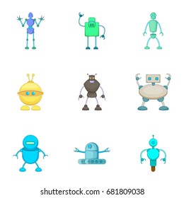 Clever machines icons set. Cartoon set of 9 clever machines vector icons for web isolated on white background