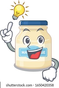 a clever mayonnaise cartoon character style have an idea gesture