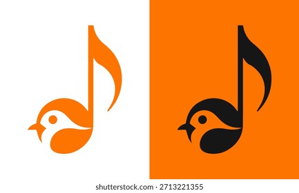 Inteligente diseño de nota musical que combina una silueta de pájaro con un símbolo de melodía estilizada