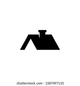 Clever Negative Space House Roof Logo Vector. Home Icon. Property Line Design