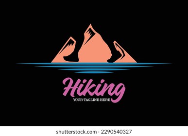 Clever Negative Space Mountain with Foot Walk for Outdoor Sport Adventure Hiking Climbing Logo