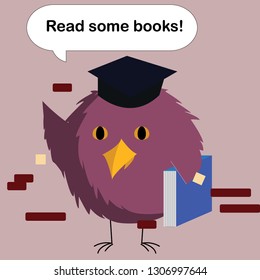 Clever owl illustration with book