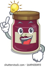 a clever plum jam cartoon character style have an idea gesture