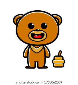 clever single male bear laugh emoji mascot and cartoon icon character of honey company