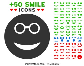 Clever Smiley pictograph with colored bonus mood clip art. Vector illustration style is flat iconic symbols for web design, app user interfaces, messaging.