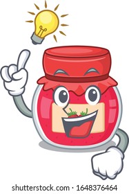 a clever strawberry jam cartoon character style have an idea gesture