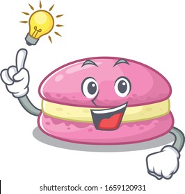 a clever strawberry macarons cartoon character style have an idea gesture
