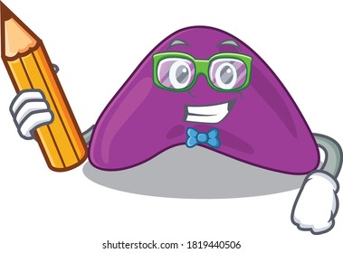 A clever student adrenal cartoon character study at home