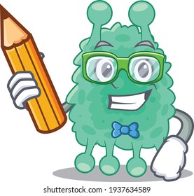 A clever student azotobacter vinelandii cartoon character study at home