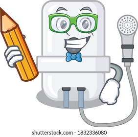 A clever student electric water heater cartoon character study at home