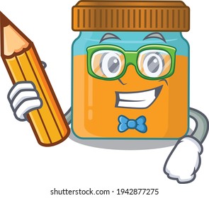 A clever student honey jar cartoon character study at home