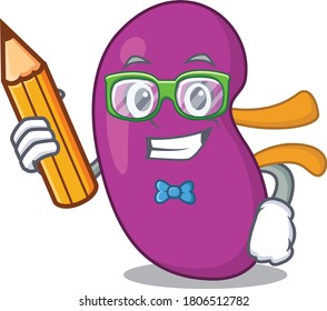 A clever student kidney cartoon character study at home