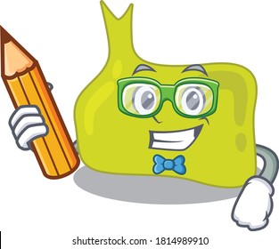 A clever student pituitary cartoon character study at home