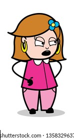 Clever Talk - Retro Cartoon Female Housewife Mom Vector Illustration