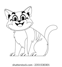Cleverly cat in a organize organize, amazing for children's coloring books. Cartoon style, Vector Illustration